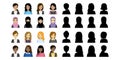 Multi Ethnic Female avatars and black silhouette