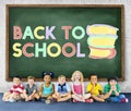 Multi ethnic group of children Sitting Concept Royalty Free Stock Photo