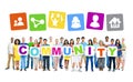 Multi-Ethnic Group Of People Holding Community Placards Royalty Free Stock Photo