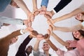 Low Angle View Of People Making Circle With Their Hands Royalty Free Stock Photo