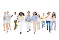 Multi-ethnic group of people moving together