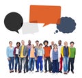 Multi-Ethnic Group of People and Speech Bubbles Concept Royalty Free Stock Photo