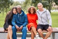 Multi-ethnic group people teenage friends. African-american, asian, caucasian student spending time together Multiracial Royalty Free Stock Photo