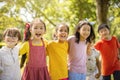 Multiethnic group of school children laughing and embracing Royalty Free Stock Photo