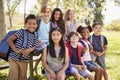 Multi-ethnic group of schoolchildren on school trip, close up Royalty Free Stock Photo