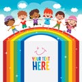 Multi Ethnic Kids Playing On Rainbow Royalty Free Stock Photo