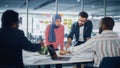 Multi-Ethnic Office Conference Room Businesspeople Meeting at Big Table. Diverse Team of Creative Royalty Free Stock Photo