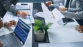 Multi-Ethnic Office Conference Room Businesspeople Meeting at Big Table. Diverse Team of Creative Royalty Free Stock Photo