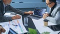 Multi-Ethnic Office Conference Room Businesspeople Meeting at Big Table. Diverse Team of Creative Royalty Free Stock Photo