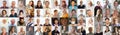 Multi ethnic people of different age looking at camera collage mosaic horizontal banner. Many lot of multiracial Royalty Free Stock Photo