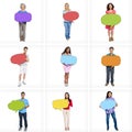 Multi-Ethnic People with Empty Speech Bubbles Royalty Free Stock Photo