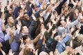 Multi Ethnic People Raising Hands Together Royalty Free Stock Photo
