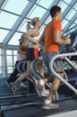 Multi Ethnic People Running On Treadmill Royalty Free Stock Photo