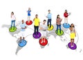 Multi-Ethnic People Social Networking Via Modern Technology Royalty Free Stock Photo