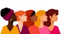 Multi-ethnic women. A group of beautiful women with different beauty, hair and skin color. Royalty Free Stock Photo