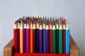 Multi Flat ends of color pencils background, Back to school, education concept.group of colored pencils close up picture Royalty Free Stock Photo