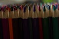 Multi Flat ends of color pencils background, Back to school, education concept.group of colored pencils close up picture Royalty Free Stock Photo