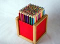 Multi Flat ends of color pencils background, Back to school, education concept.group of colored pencils close up picture Royalty Free Stock Photo