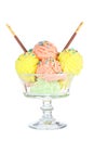 Multi flavor ice cream glass Royalty Free Stock Photo