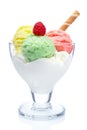 Multi flavor ice cream in glass bowl Royalty Free Stock Photo