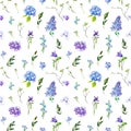 Multi-floral seamless pattern with different flowers.