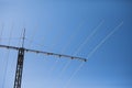 Multi frequency Yagi antenna, blue sky background Royalty Free Stock Photo