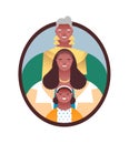 Black women family member photo frame isolated