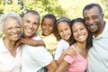 Multi Generation African American Family Relaxing In Park Royalty Free Stock Photo