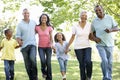 Multi Generation African American Family Walking In Park Royalty Free Stock Photo