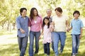 Multi-generation Asian family walking in park Royalty Free Stock Photo