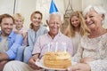 Multi generation family celebrating grandadÃ¯Â¿Â½s birthday