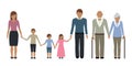 multi-generation family characters mother father children grandma grandpa isolated