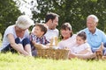 Multi Generation Family Enjoying Picnic In Countryside Royalty Free Stock Photo