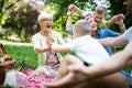 Multi generation family enjoying picnic in a park Royalty Free Stock Photo