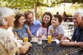 Multi Generation Family Enjoying Snack At Outdoor CafÃ¯Â¿Â½ Together Royalty Free Stock Photo