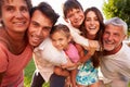 Multi Generation Family Giving Children Piggybacks In Park Royalty Free Stock Photo