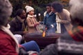 Multi-Generation Family Having Fun Toasting Marshmallows In Autumn Garden Together Royalty Free Stock Photo