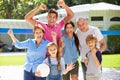 Multi Generation Family Playing Volleyball In Garden Royalty Free Stock Photo