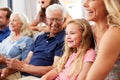 Multi-Generation Family Sitting On Sofa At Home Watching Movie Together Royalty Free Stock Photo