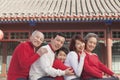 Multi-generation Family in Traditional Chinese Courtyard Royalty Free Stock Photo