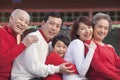 Multi-generation Family in Traditional Chinese Courtyard Royalty Free Stock Photo