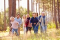 Multi-generation family walking in countryside, kids running Royalty Free Stock Photo