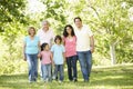 Multi Generation Hispanic Family Walking In Park Royalty Free Stock Photo