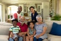 Multi-generation mixed race family at home Royalty Free Stock Photo