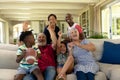 Multi-generation mixed race family at home Royalty Free Stock Photo