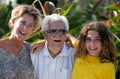 Multi-generational family, Grandpa, granddaughter, great-grandfather and great-granddaughter Royalty Free Stock Photo