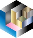 Multi gradient isometric cube vector Royalty Free Stock Photo