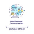 Multi-language content creation concept icon