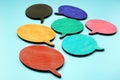 Multi language, diversity and communication concept. Colorful quote bubbles. Royalty Free Stock Photo