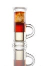 Multi-layered alcohol shot isolatet on white Royalty Free Stock Photo